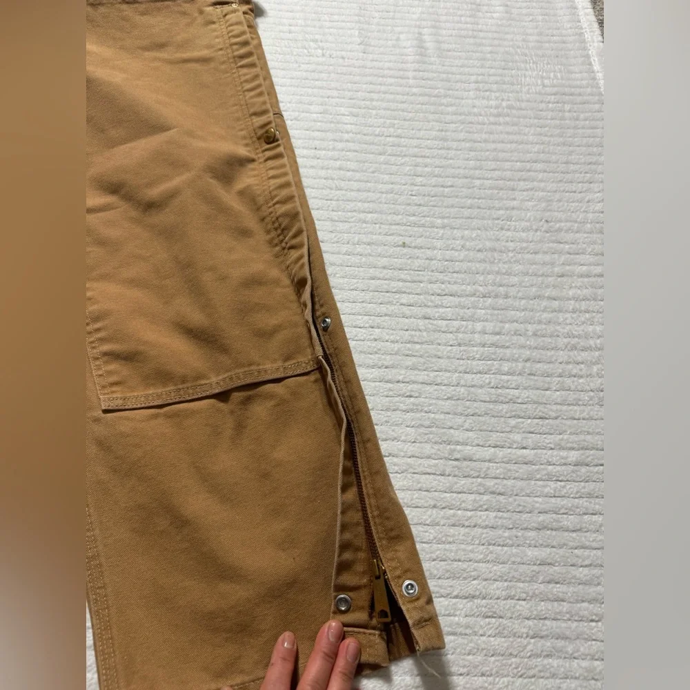 Carhartt Men's Brown Cargo Overalls Double Knee Outdoors - Picture 4 of 8